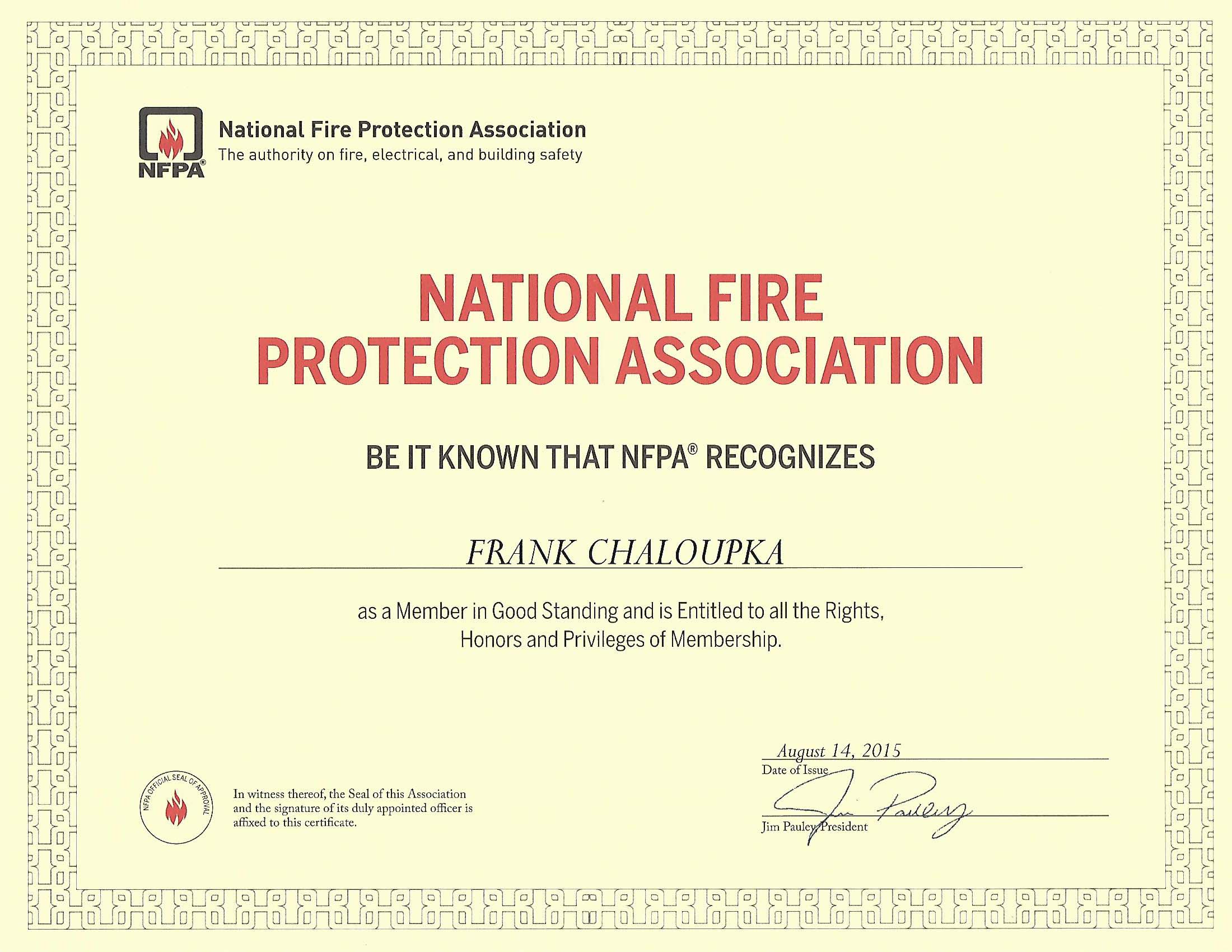 National Fire Protection Association City Backflow Testing